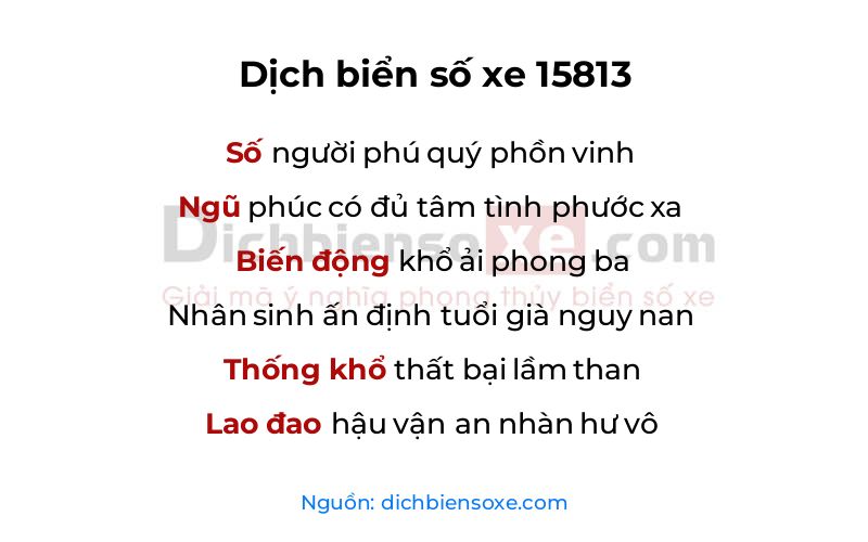 Dịch thơ biển số 15813