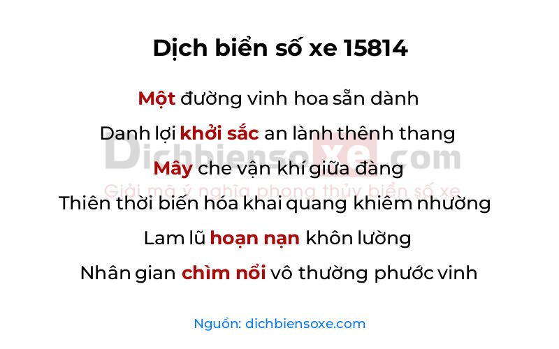 Dịch thơ biển số 15814