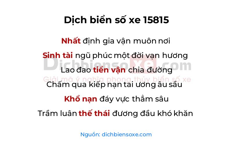 Dịch thơ biển số 15815