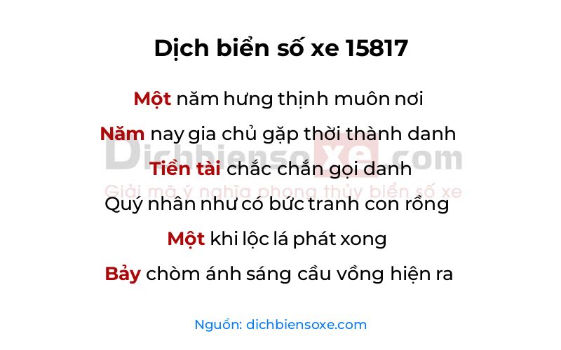 Dịch thơ biển số 15817