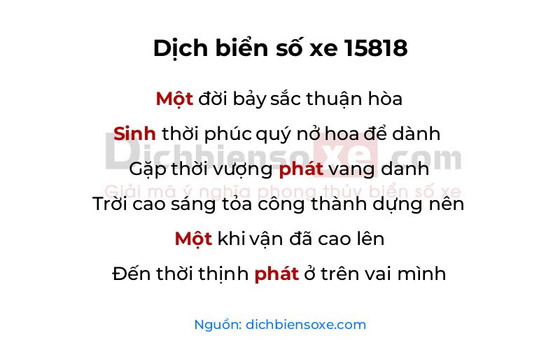 Dịch thơ biển số 15818