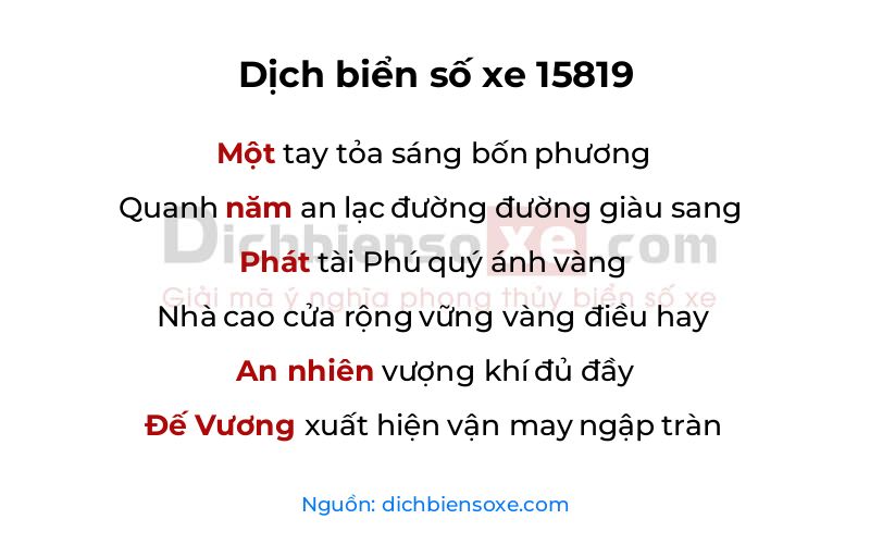 Dịch thơ biển số 15819