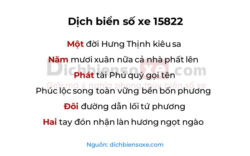 Dịch thơ biển số 15822