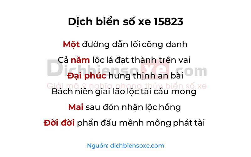 Dịch thơ biển số 15823