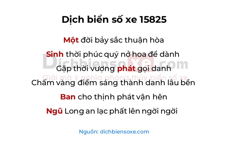Dịch thơ biển số 15825
