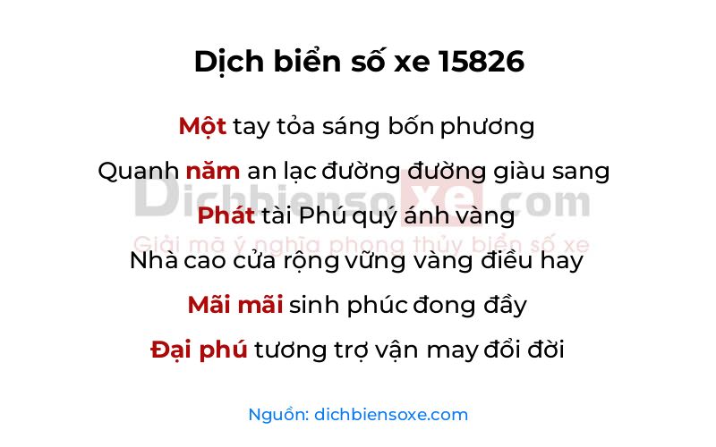 Dịch thơ biển số 15826