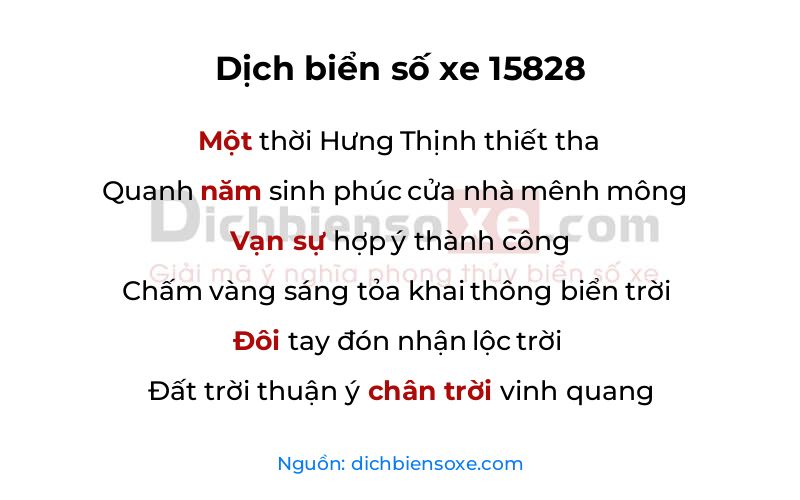Dịch thơ biển số 15828