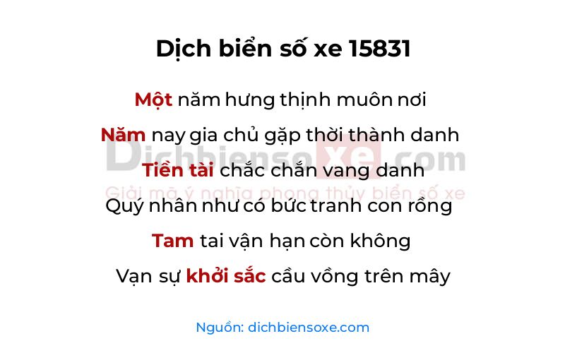 Dịch thơ biển số 15831
