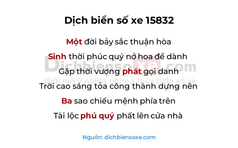 Dịch thơ biển số 15832