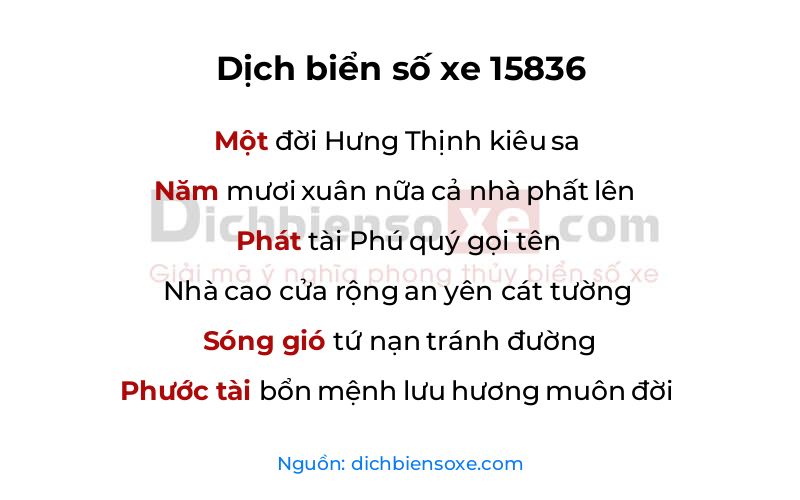 Dịch thơ biển số 15836