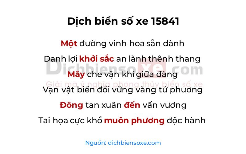 Dịch thơ biển số 15841