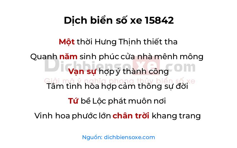 Dịch thơ biển số 15842