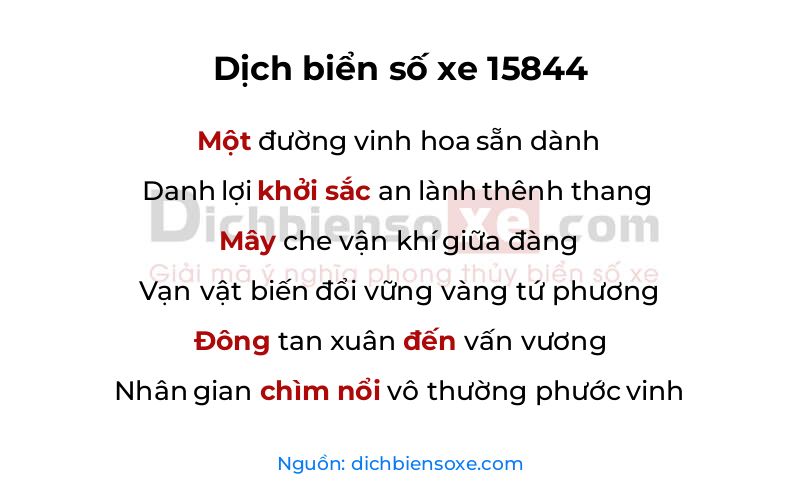 Dịch thơ biển số 15844