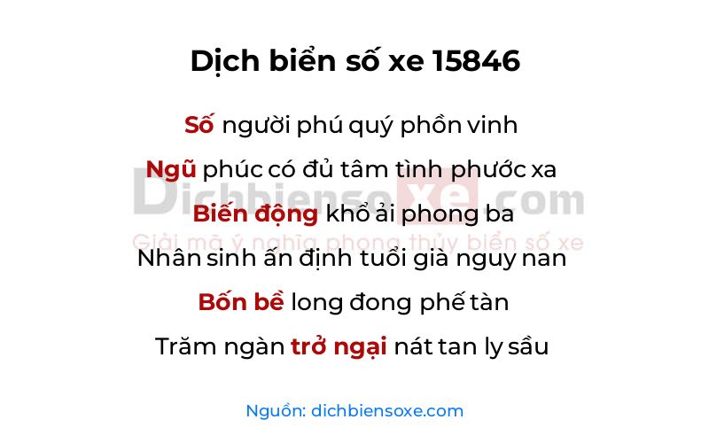 Dịch thơ biển số 15846