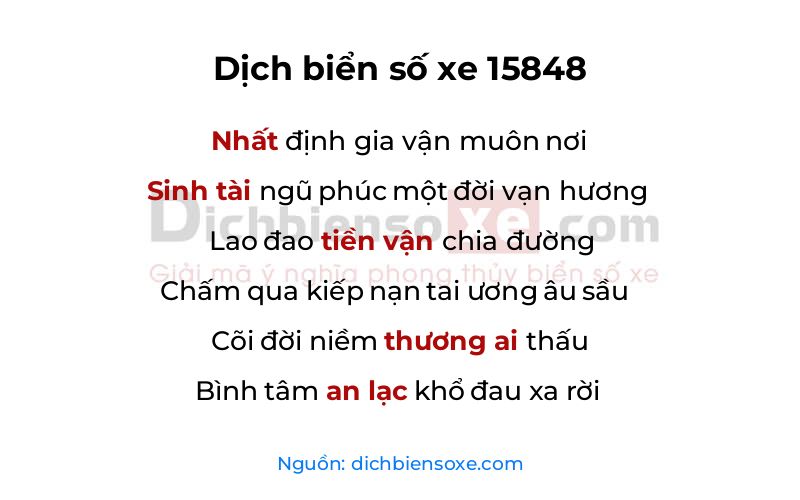 Dịch thơ biển số 15848