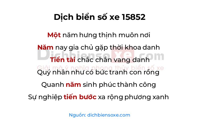 Dịch thơ biển số 15852