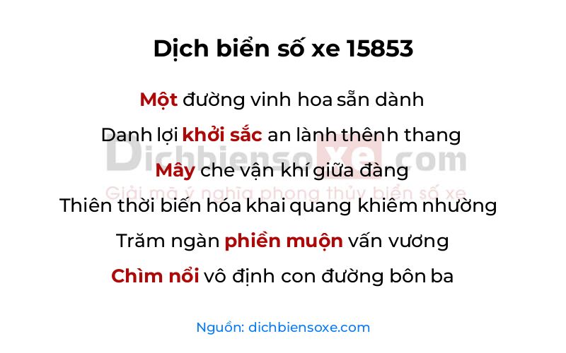 Dịch thơ biển số 15853