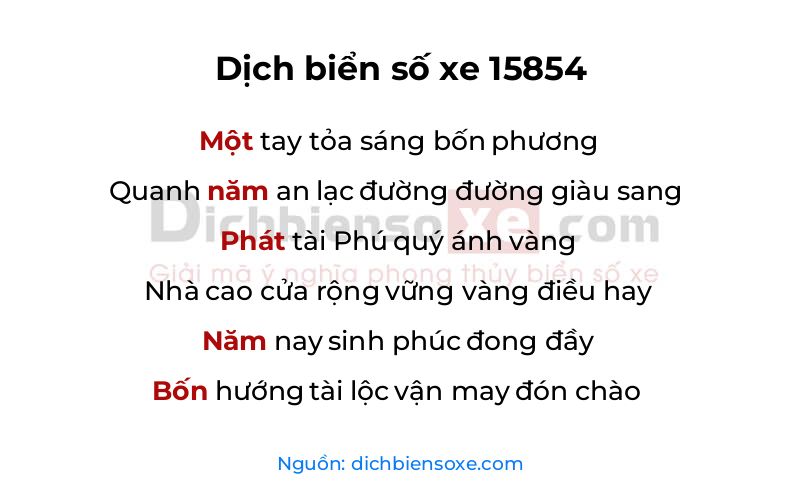 Dịch thơ biển số 15854