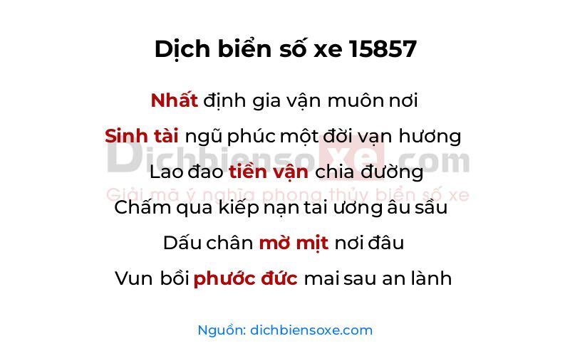 Dịch thơ biển số 15857