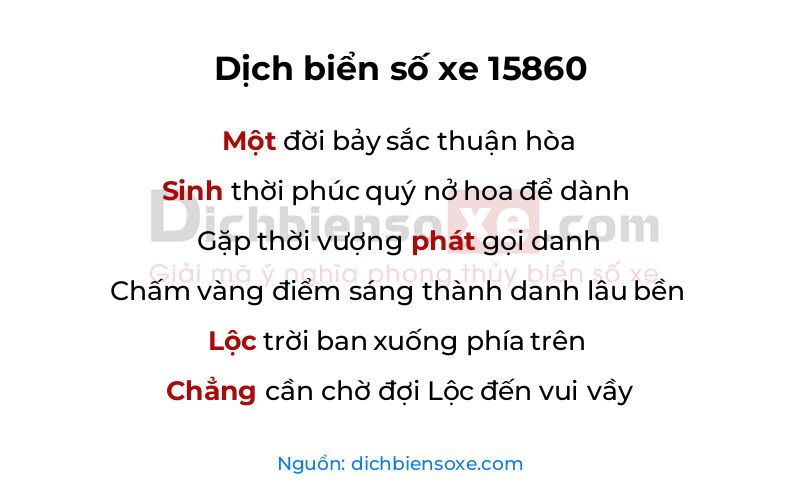 Dịch thơ biển số 15860