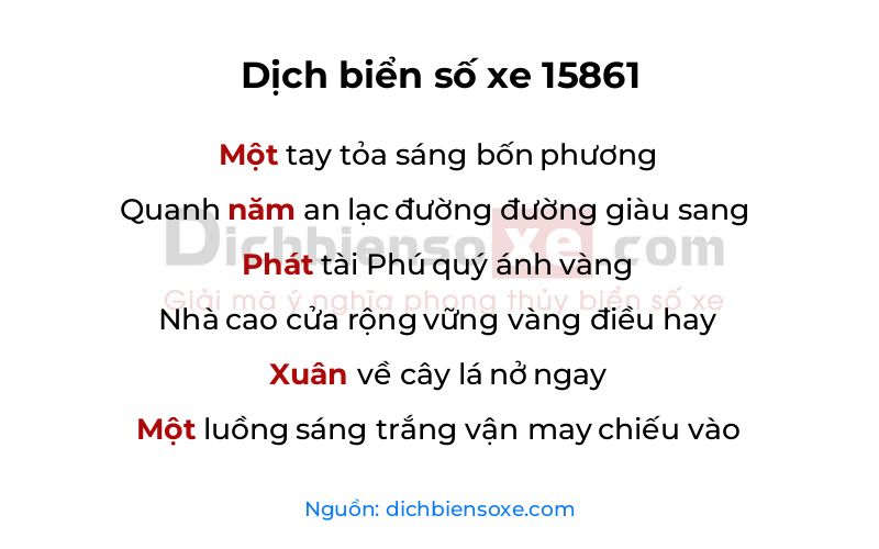Dịch thơ biển số 15861