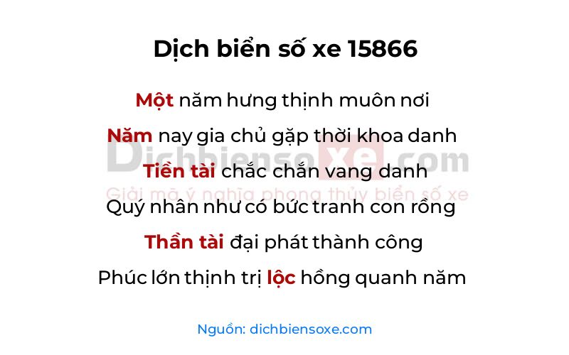 Dịch thơ biển số 15866