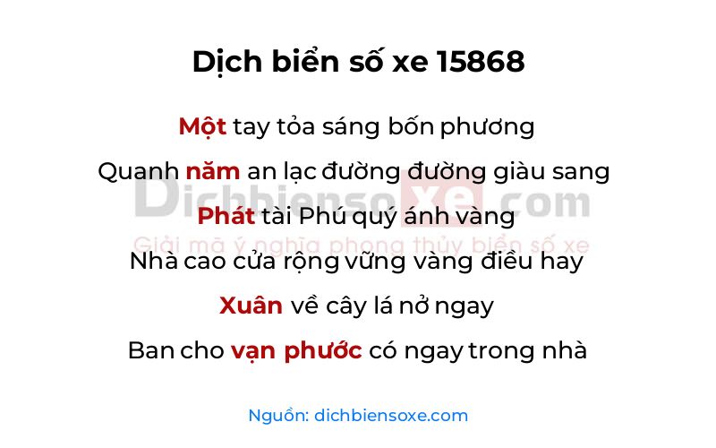 Dịch thơ biển số 15868