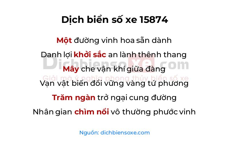 Dịch thơ biển số 15874