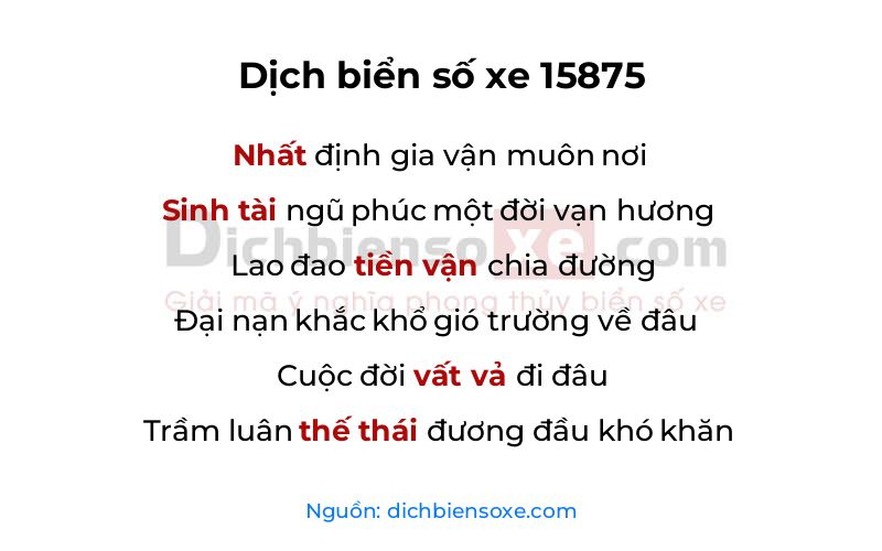 Dịch thơ biển số 15875