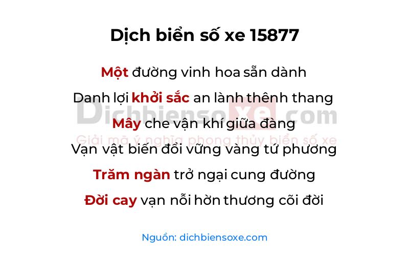 Dịch thơ biển số 15877