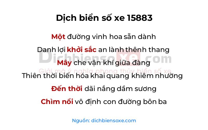 Dịch thơ biển số 15883