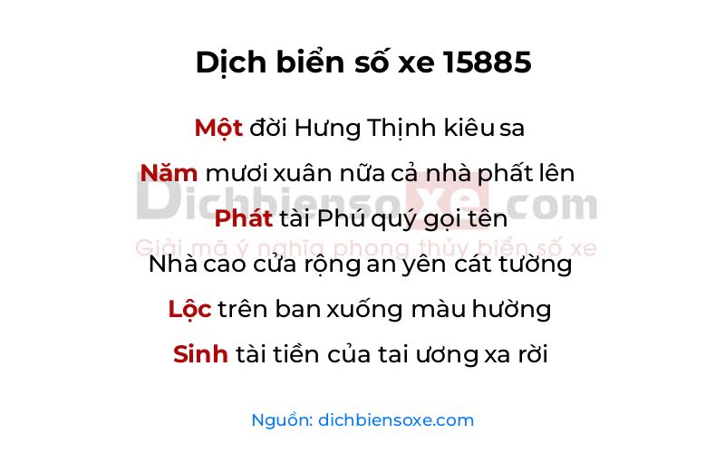 Dịch thơ biển số 15885