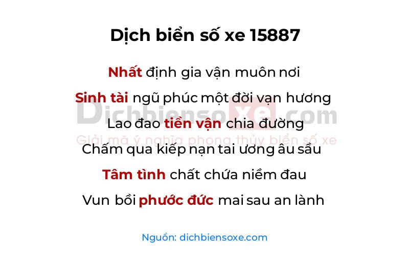 Dịch thơ biển số 15887