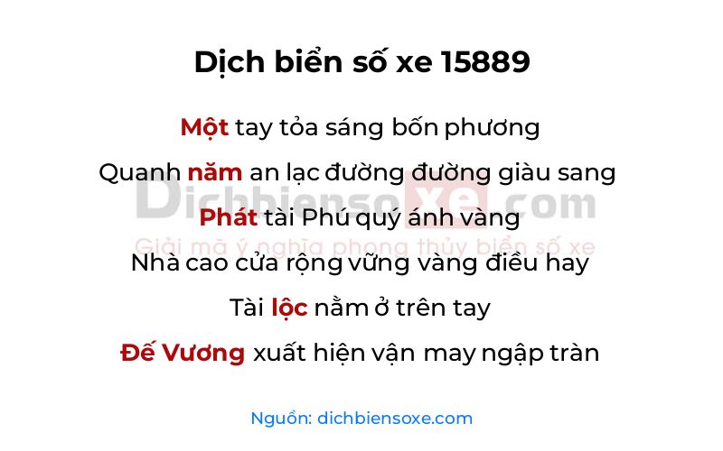 Dịch thơ biển số 15889