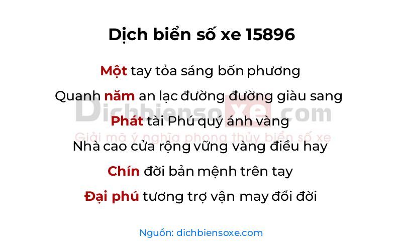 Dịch thơ biển số 15896