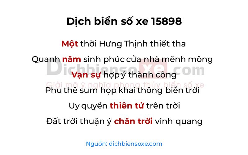 Dịch thơ biển số 15898