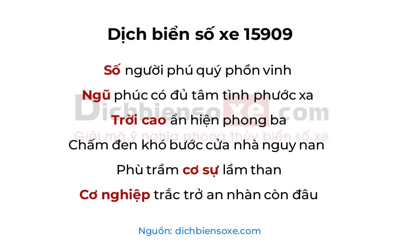 Dịch thơ biển số 15909