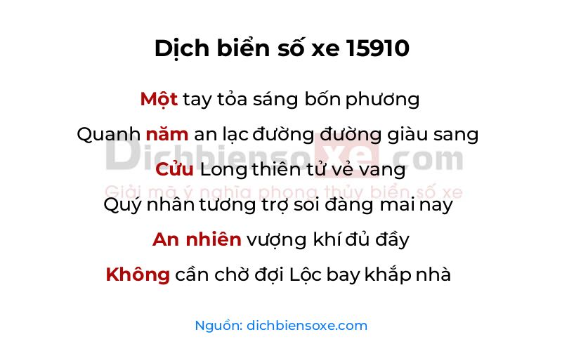 Dịch thơ biển số 15910