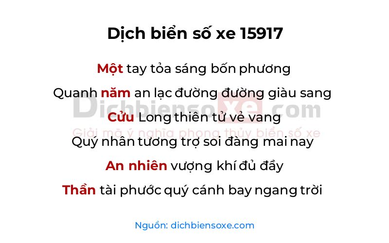 Dịch thơ biển số 15917