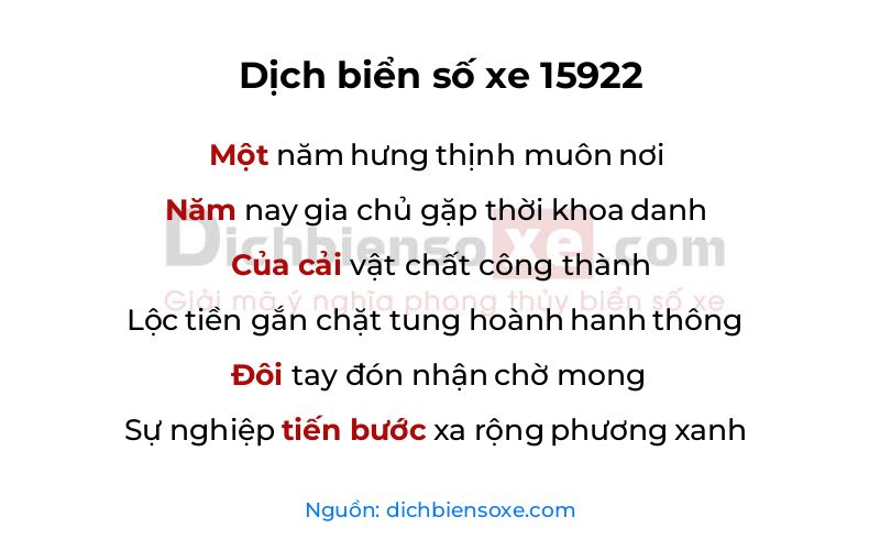 Dịch thơ biển số 15922