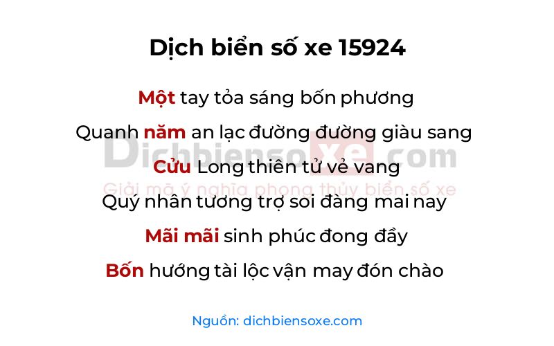 Dịch thơ biển số 15924