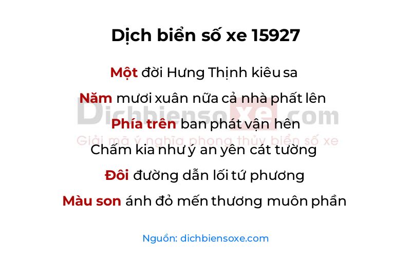 Dịch thơ biển số 15927
