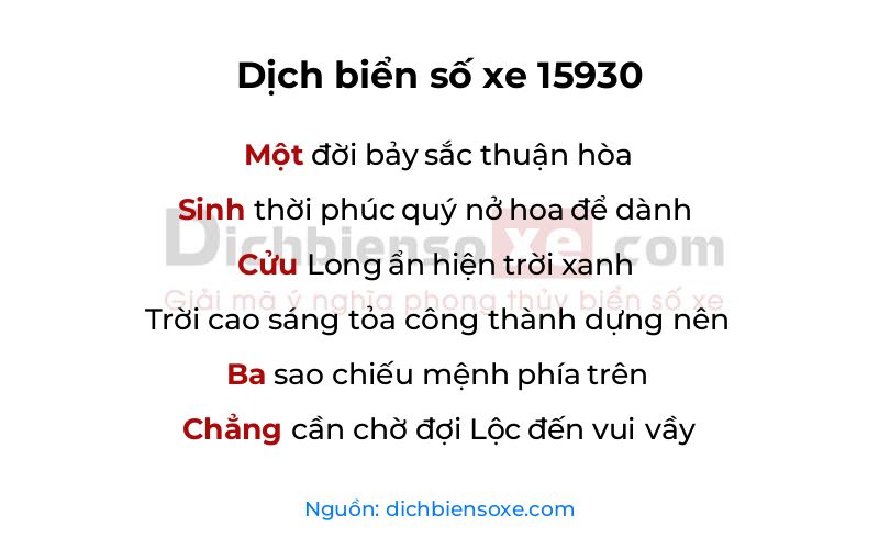 Dịch thơ biển số 15930