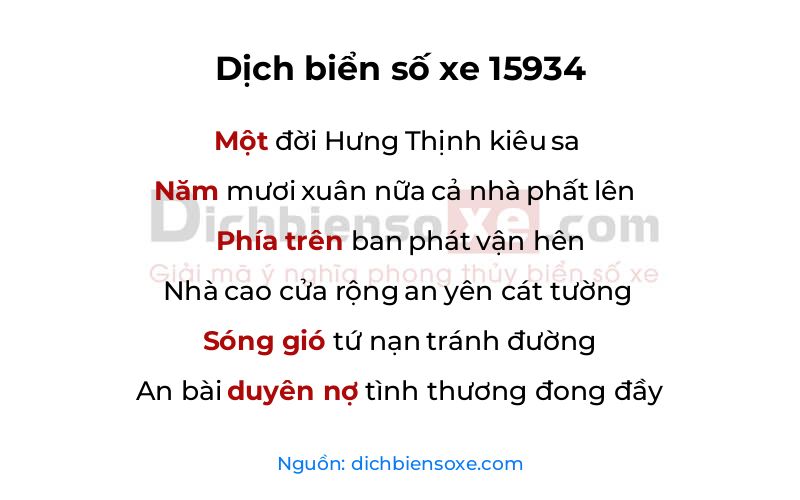 Dịch thơ biển số 15934