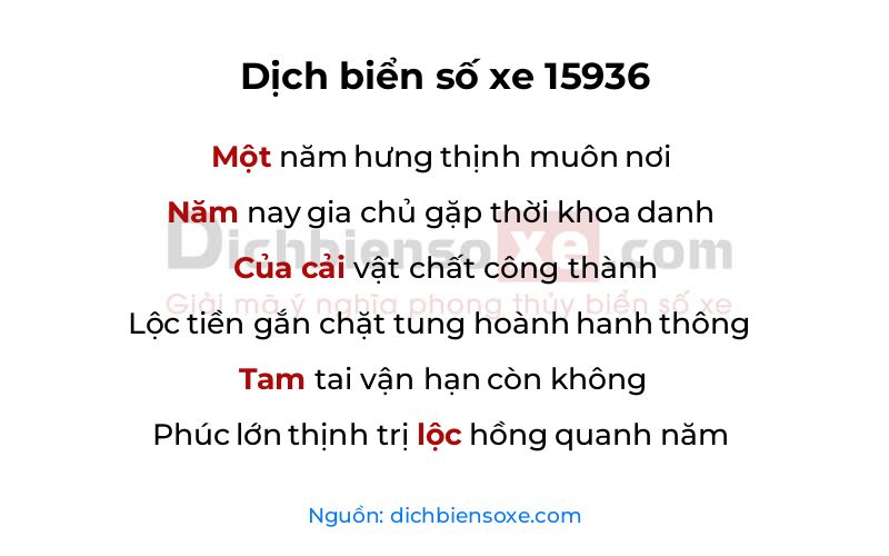 Dịch thơ biển số 15936