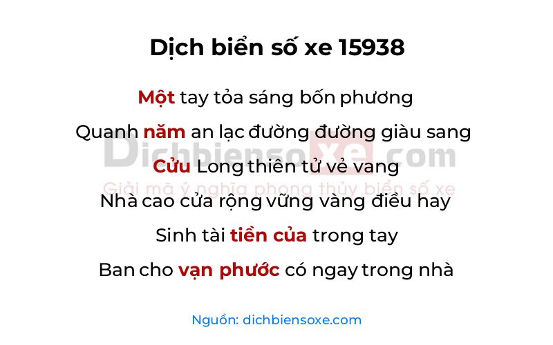 Dịch thơ biển số 15938