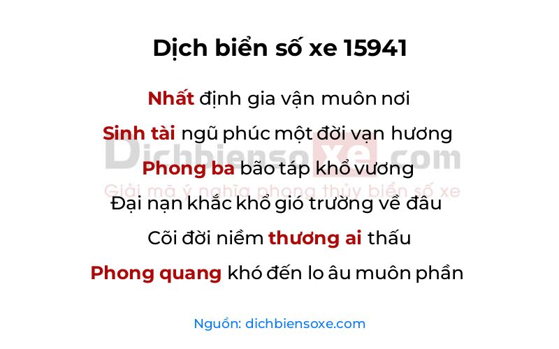 Dịch thơ biển số 15941