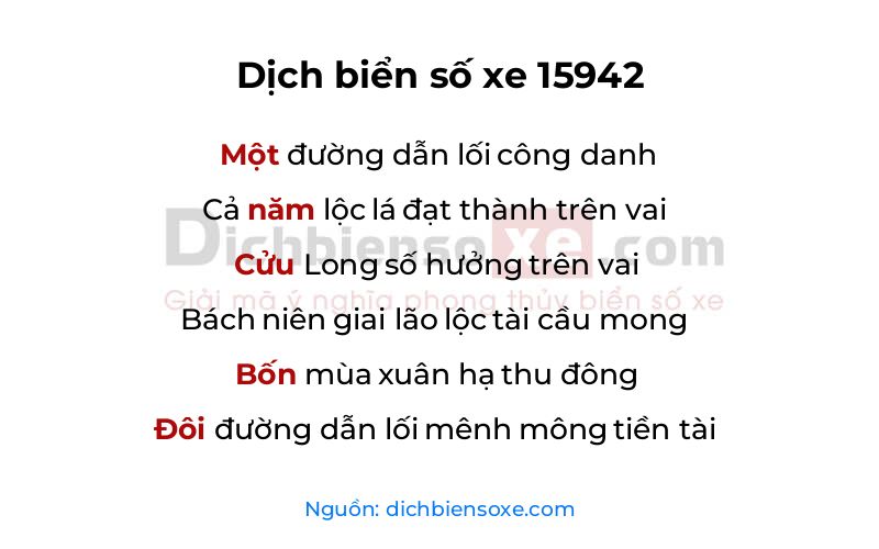 Dịch thơ biển số 15942