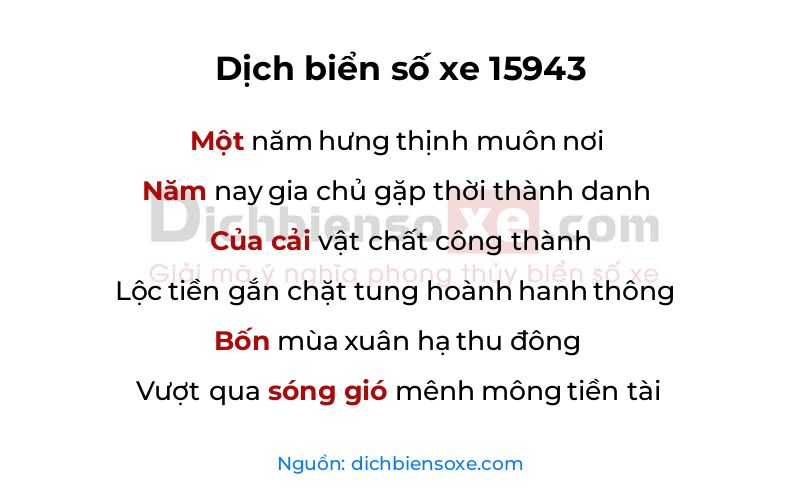 Dịch thơ biển số 15943