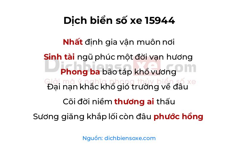 Dịch thơ biển số 15944
